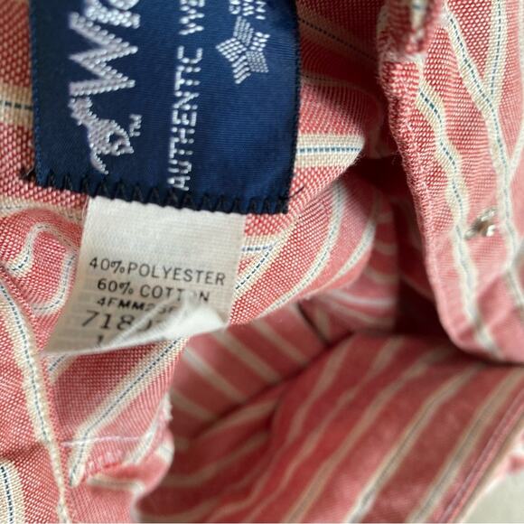 Wrangler 70s Vintage Red Cream Striped Western Shirt size small Ruffle Neck - Picture 8 of 8